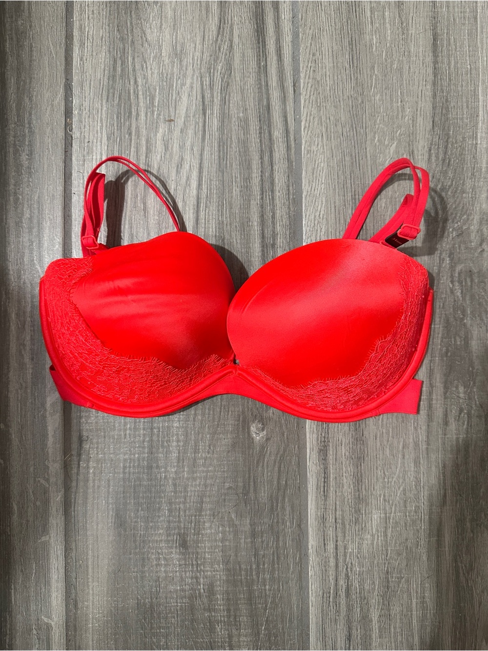 Victoria's Secret Bright Red Lace-Trim Underwire Bra